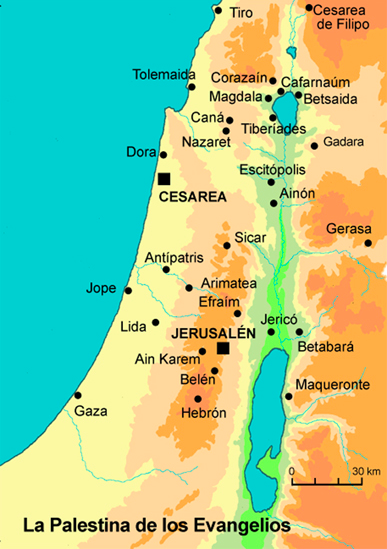 Mapa | Palestina de los Evangelios | Tierra Santa | Magdala